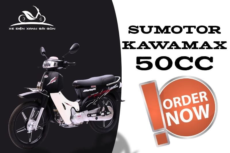 Xe số 50cc Sumotor Kawamax bản màu đen huyền bí
