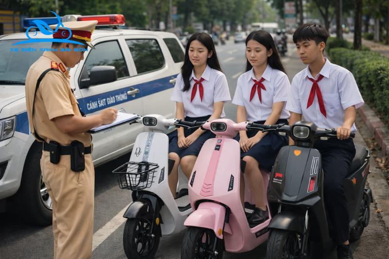 Xe đạp điện chạy hàng 3 có vi phạm luật giao thông không?