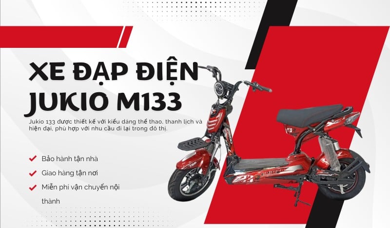 Xe đạp điện Jukio M133 màu đỏ