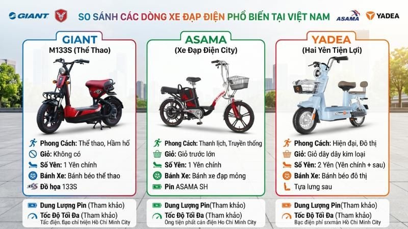 So sánh xe đạp điện Giant với các đối thủ cùng phân khúc