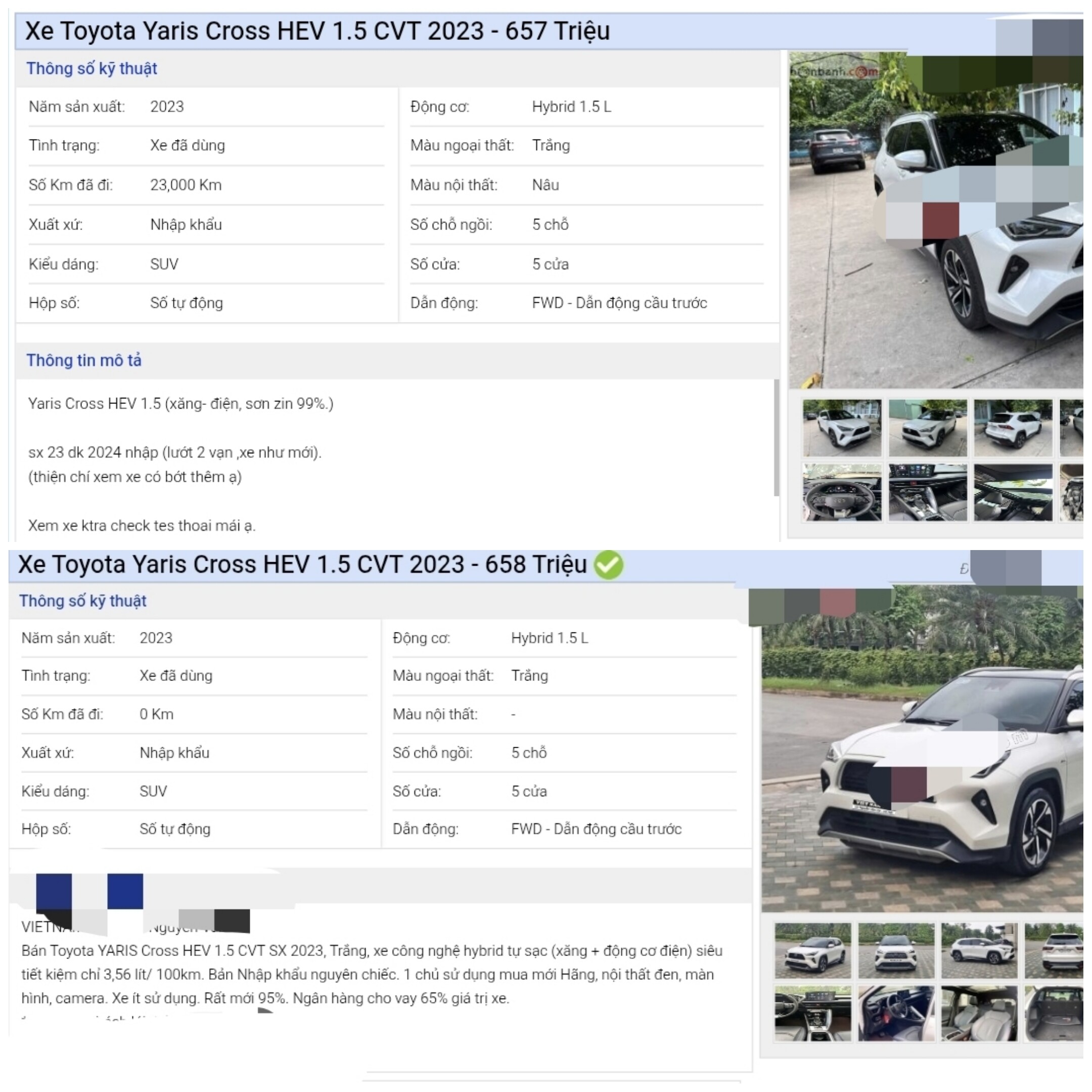 Một số tin rao bán Toyota Yaris Cross HEV.