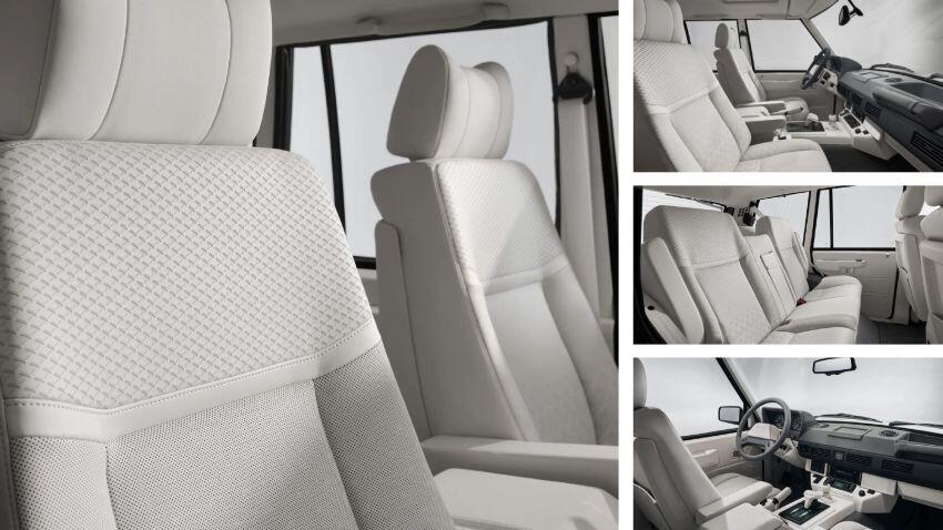 Nội thất sử dụng tông màu Orchid White kết hợp Cinder Grey, đi cùng vật liệu Ultrafabrics cao cấp.