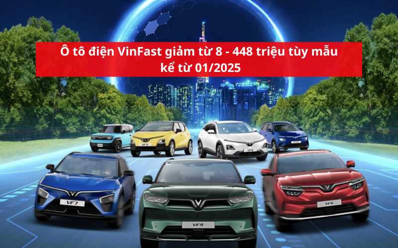 Giá ô tô điện VinFast đồng loạt giảm mạnh, VF9 giảm 448 triệu, giá thuê pin tăng từ tháng 01/2025