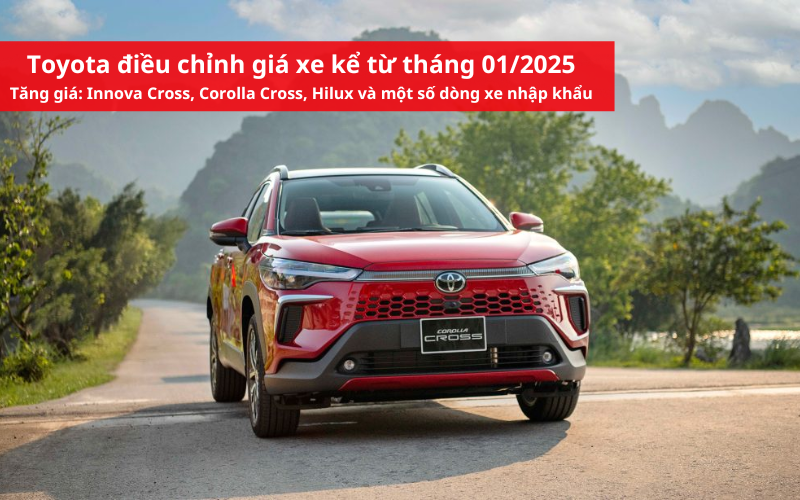 Toyota thực hiện điều chỉnh giá xe của các mẫu xe nhập khẩu kể từ tháng 01/2025