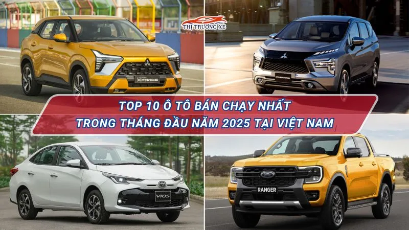 Top 10 ô tô bán chạy nhất tại Việt Nam trong tháng đầu năm 2025