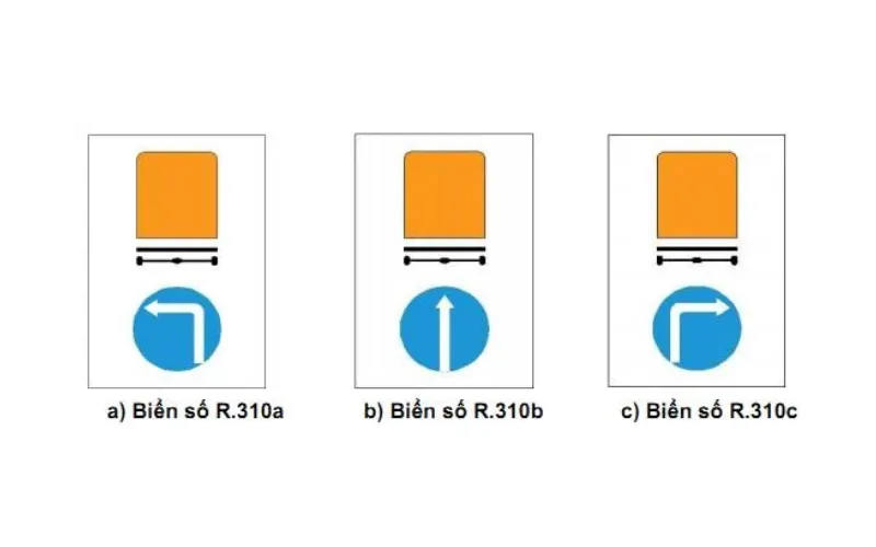 Biển số R.310 (a, b, c) "Hướng đi phải theo cho các xe chở hàng nguy hiểm"
