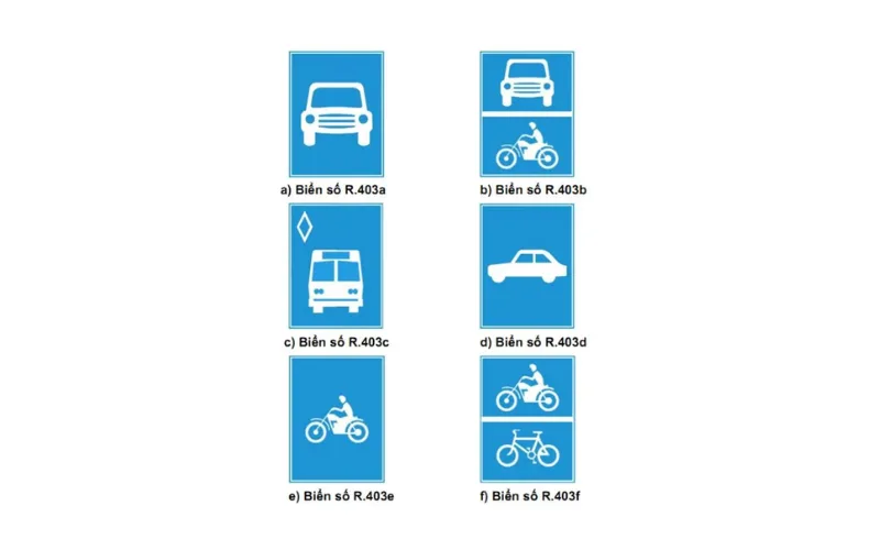 Biển số R.403 (a đến f) "Đường dành cho..."