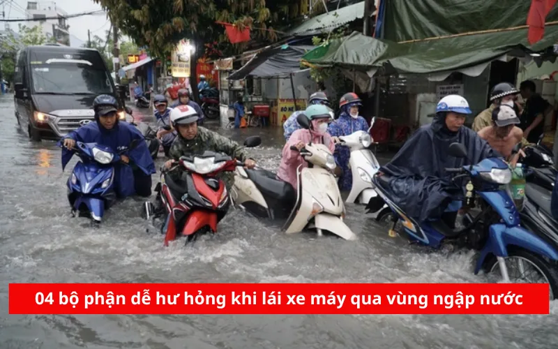 04 bộ phận dễ hư hỏng khi lái xe máy qua vùng ngập nước