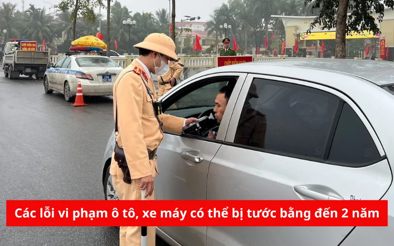 Các lỗi vi phạm ô tô, xe máy có thể bị tước bằng đến 2 năm